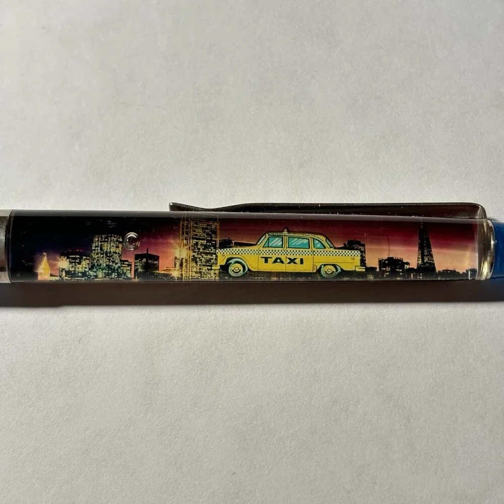 San Francisco California Floaty Pen Yellow Taxi Cab Moves by City at Sunset Vtg